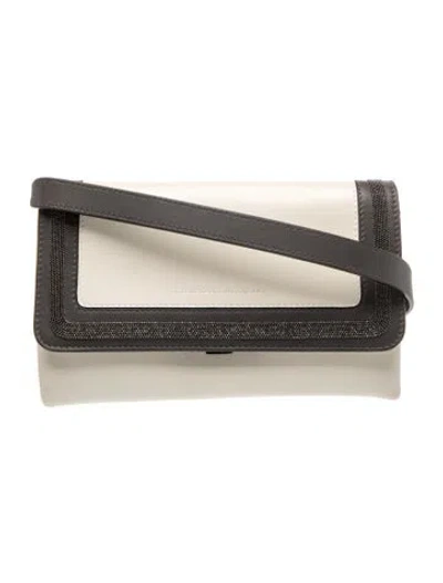 Pre-owned Brunello Cucinelli Leather Crossbody Bag In White