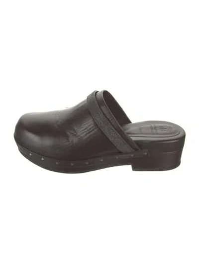 Pre-owned Brunello Cucinelli Leather Crystal Embellishments Mules In Brown