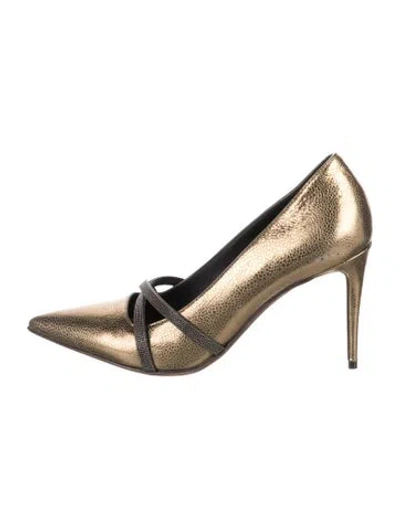 Pre-owned Brunello Cucinelli Leather Crystal Embellishments Pumps