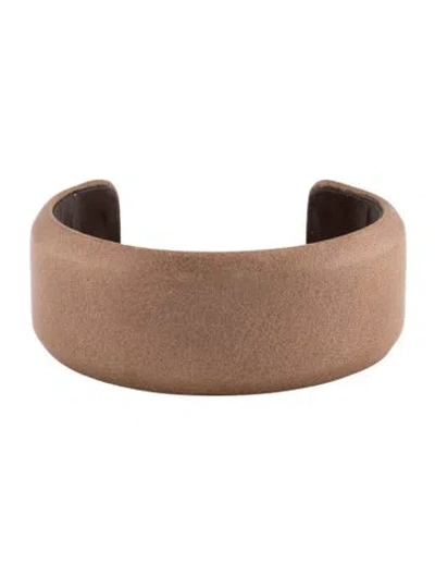 Pre-owned Brunello Cucinelli Leather Cuff Bracelet, 6.25" In Brown