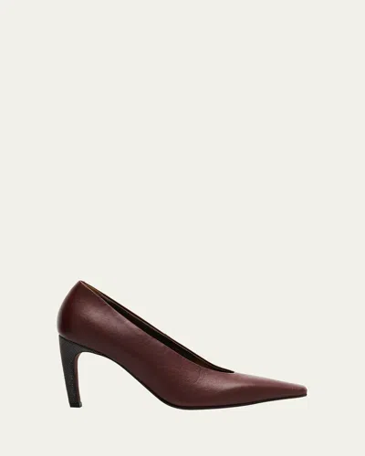Brunello Cucinelli Leather Curved-heel Pumps In Multi