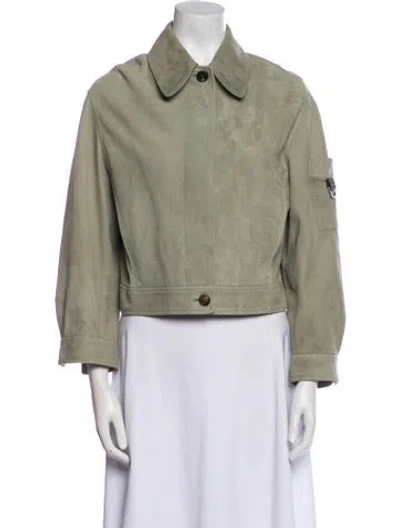 Pre-owned Brunello Cucinelli Leather Denim Jacket In Green