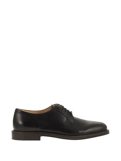 Brunello Cucinelli Men Derby Shoe In Smooth Calfskin Leather In Black
