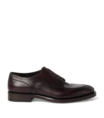 Brunello Cucinelli Leather Derby Shoes In Brown