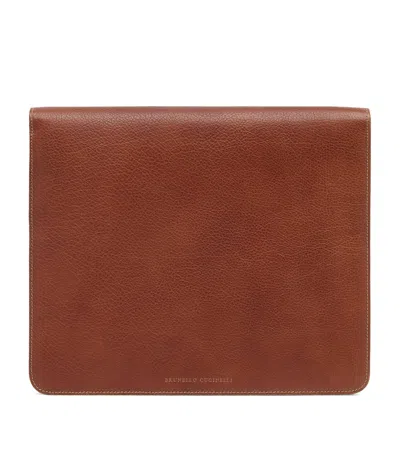 Brunello Cucinelli Leather Document Holder In Brown