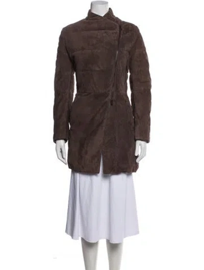 Pre-owned Brunello Cucinelli Leather Down Coat In Brown