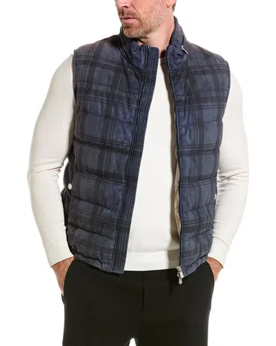 Brunello Cucinelli Leather Down Puffer Vest In Multi