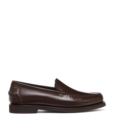 BRUNELLO CUCINELLI LEATHER EMBELLISHED PENNY LOAFERS