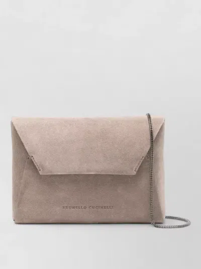 Brunello Cucinelli Leather Envelope Clutch Bag Chain Strap