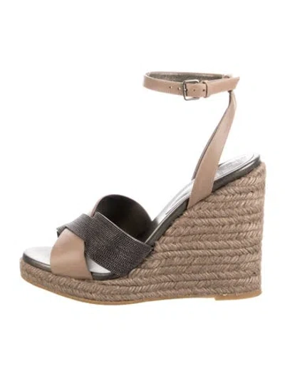 Pre-owned Brunello Cucinelli Leather Espadrilles In Brown
