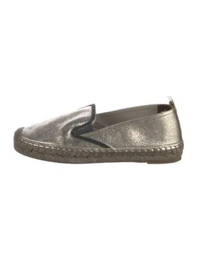 Pre-owned Brunello Cucinelli Leather Espadrilles In Grey/metallic