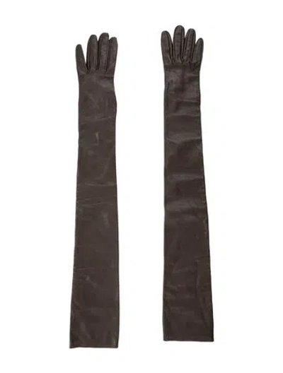 Pre-owned Brunello Cucinelli Leather Evening Gloves In Gray