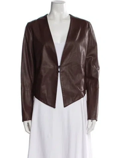 Pre-owned Brunello Cucinelli Leather Evening Jacket In Brown