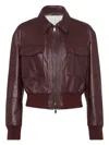 Brunello Cucinelli Leather Flap-pocket Jacket In Brown