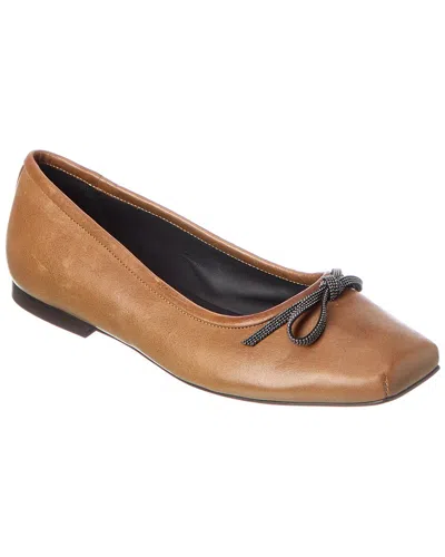 Brunello Cucinelli Leather Flat In Animal Print