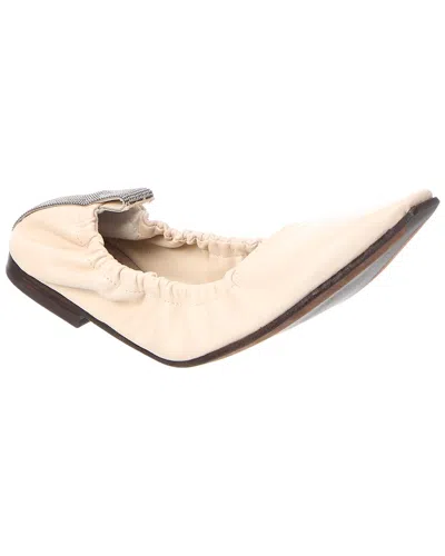 Brunello Cucinelli Leather Flat In Animal Print