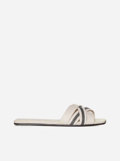 BRUNELLO CUCINELLI LEATHER FLAT SANDALS