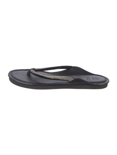 Pre-owned Brunello Cucinelli Leather Flip Flops In Blue