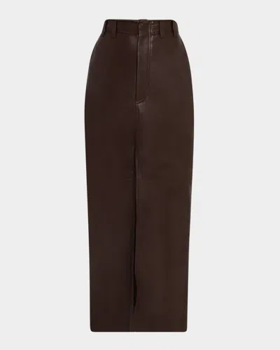 Brunello Cucinelli Leather Front-slit Skirt