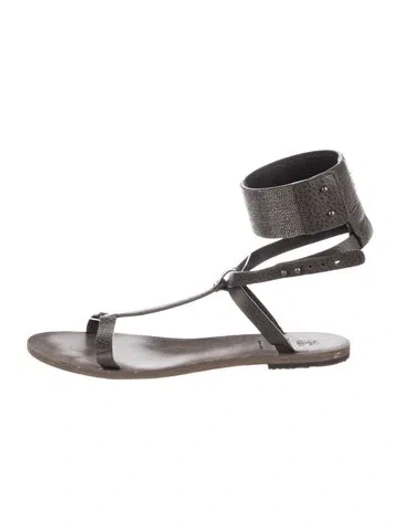 Pre-owned Brunello Cucinelli Leather Gladiator Sandals In Black