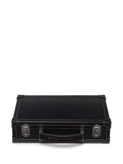 Brunello Cucinelli Leather Glasses Case In Black