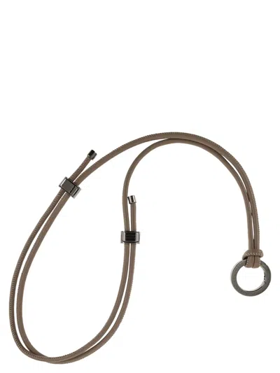 Brunello Cucinelli Leather Glasses Cord With Pendant In Purple