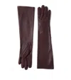 Brunello Cucinelli Long Leather Gloves In Burgundy