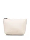 Brunello Cucinelli Leather Grained Pouch In Neutrals