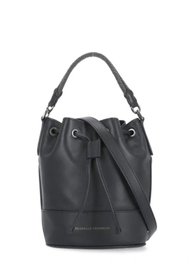 Brunello Cucinelli Leather Hand Bag In Black