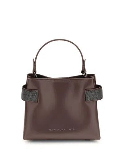 Brunello Cucinelli Leather Handbag In Burgundy