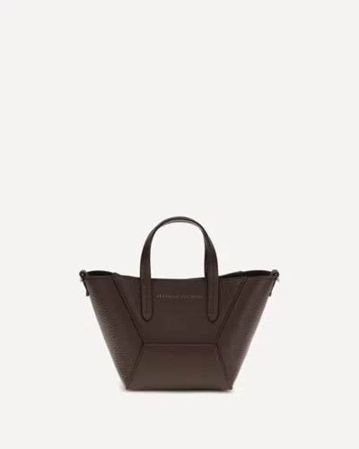 Brunello Cucinelli Leather Handbag In Burgundy