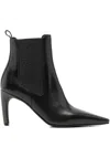 Brunello Cucinelli Leather Stiletto Heel Ankle Boots In Black