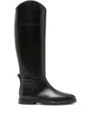 Brunello Cucinelli Knee High Leather Riding Footwear In Black