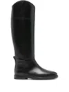 Brunello Cucinelli Knee High Leather Riding Footwear In Black