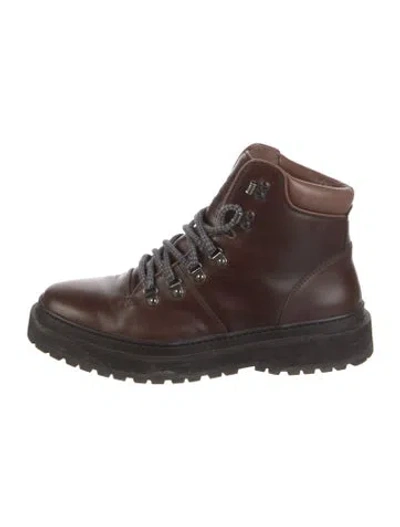 Pre-owned Brunello Cucinelli Leather Hiking Boots In Brown