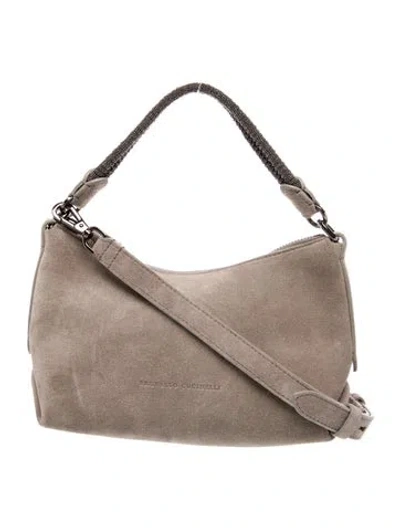 Pre-owned Brunello Cucinelli Leather Hobo In Gray