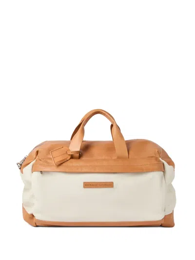 Brunello Cucinelli Leather Holdall In Neutral