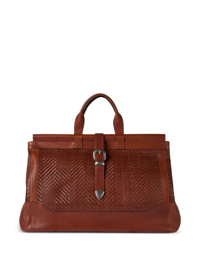 Brunello Cucinelli Leather Holdalls Bag In Brown