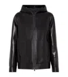 Brunello Cucinelli Glove Leather Zip-up Hooded Jacket In Black