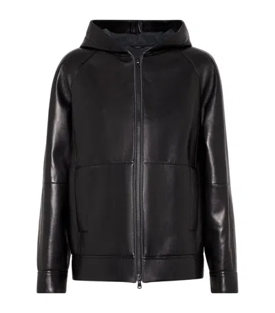 Brunello Cucinelli Women's Nappa Leather Hooded Outerwear Jacket In Black