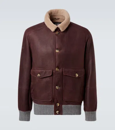 Brunello Cucinelli Shearling Coat Jackets And Coats Bordeaux In Burgundy
