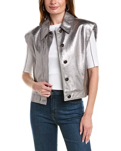 Brunello Cucinelli Leather Jacket In Gray