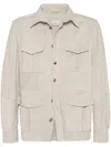 Brunello Cucinelli Suede Lamb Leather Jacket In Beige In Beige