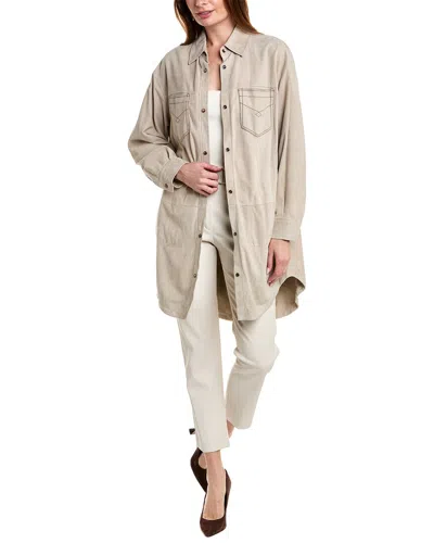 Brunello Cucinelli Leather Jacket In Beige