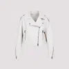 Brunello Cucinelli Cropped Leather Jacket In Bianco Invernale
