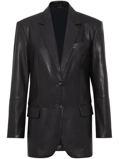 Brunello Cucinelli Leather Jacket In Black