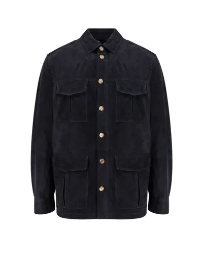 Brunello Cucinelli Leather Jackets In Blue