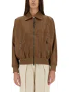 Brunello Cucinelli Long Sleeved Zipped Jacket For Women In Brown