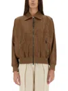 Brunello Cucinelli Long Sleeved Zipped Jacket For Women In Brown