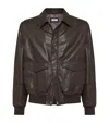 Brunello Cucinelli Men Leather Jacket In Brown